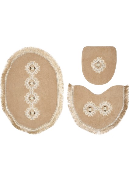 Queen Sarmaşık Şekilli Nakışlı 3 Lü Set Cappuccino fiyatları