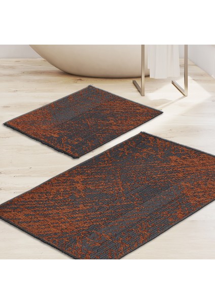 Alanur Roma Şönil Dokuma Eskitme 2 Li Klozet Takımı Kiremit