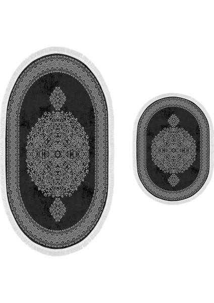 Alanur Trend Kaymaz Taban Oval Saçaklı Dijital Banyo Takımı Siyah fiyatları