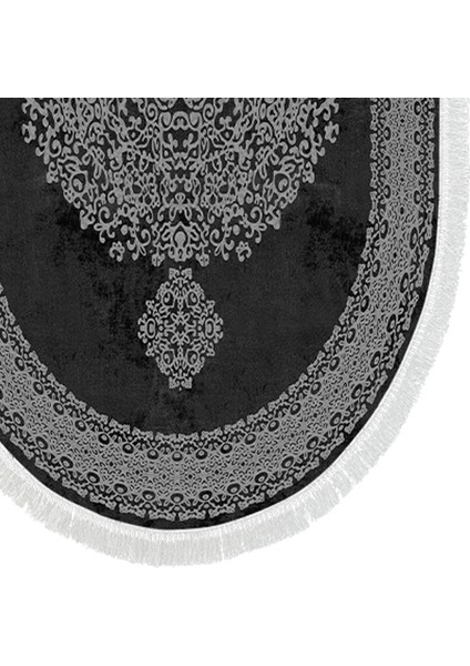 Alanur Trend Kaymaz Taban Oval Saçaklı Dijital Banyo Takımı Siyah modelleri