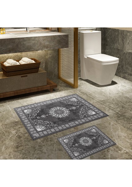 Alanur Trend Kaymaz Taban Dijital Banyo Takımı Gri