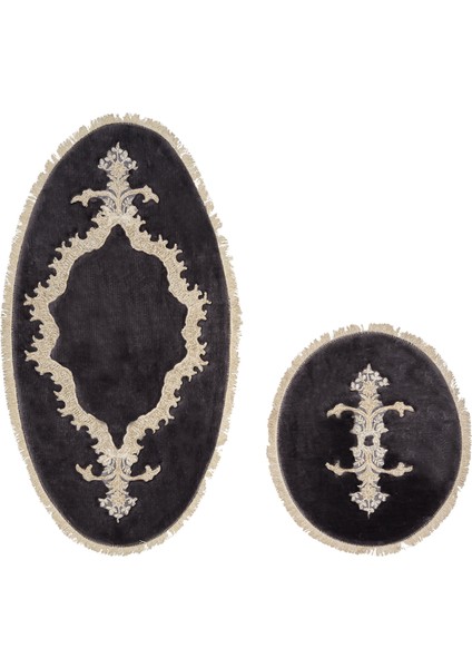 Sırma Welsoft Dantelli Saçaklı Oval Klozet Takımı 2 Pcs Antrasit fiyatları