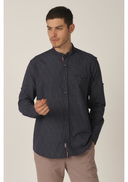 Katlanabilir Kol Regular Fit Gömlek (E21-3250)