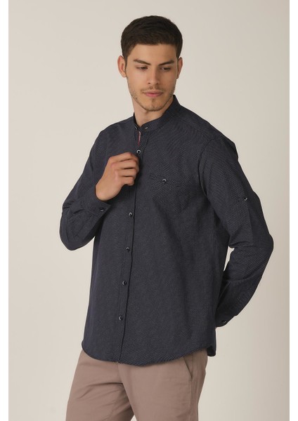 Katlanabilir Kol Regular Fit Gömlek (E21-3250)