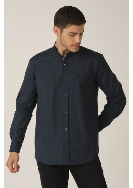 Katlanabilir Kol Regular Fit Gömlek (E21-3250)