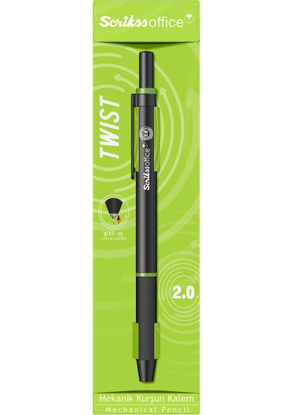 Twist Şeffaf Ambalaj Versatil Kalem 2 mm Yeşil