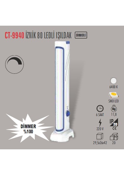 CT-9940 Iznik 80 Ledli Işıldak Cata