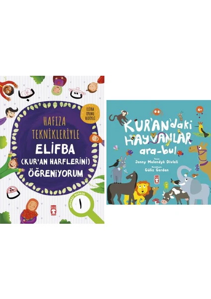 Hafıza Teknikleriyle Elifba Öğreniyorum - Kuran'daki Hayvanlar Ara-Bul 2 Kitap Set