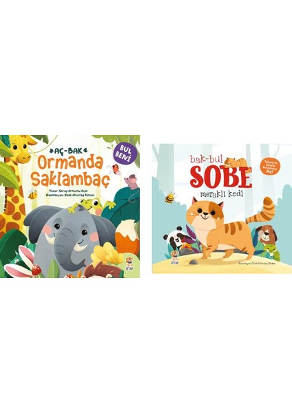 Aç-Bak Ormanda Saklambaç - Bak-Bul Sobe Meraklı Kedi Interaktif Kitaplar Seti