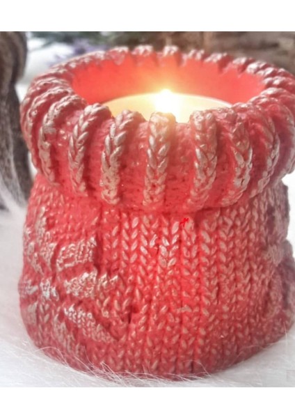 Örgü Çorap Tealight Mumluk 7cm Silikon Kalıp K-367