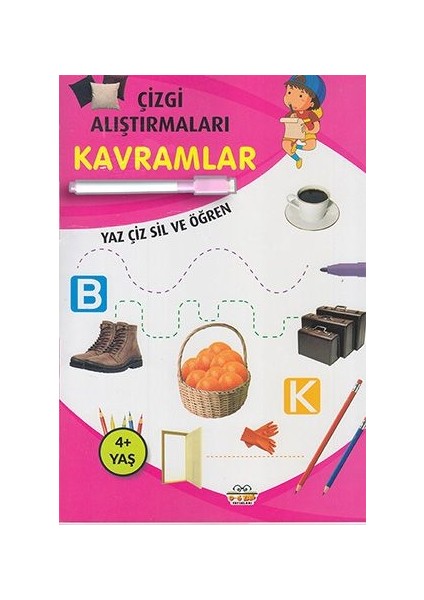 Çizgi Alıştırmaları Kavramlar (Yaz-Çiz-Sil ve Öğren) + Kalem