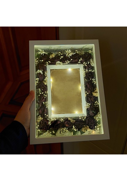 21X30 cm Ledli Verda Çerçeve-Özel Gün Çiçeklerinizi Kendiniz Tasarlayın!