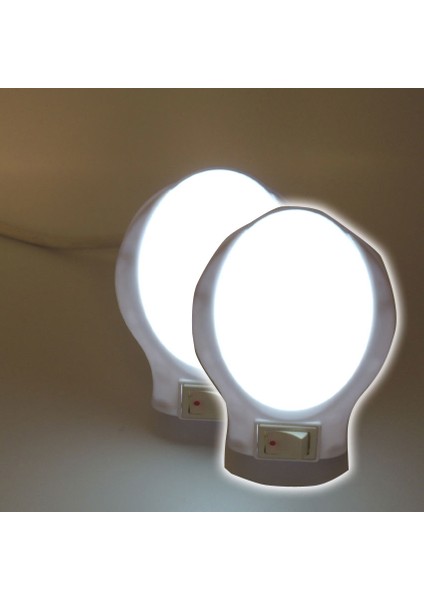 Ufo LED Gece Lambası 0,5W Tasarruflu Işıklı Fişli Düğmeli 2 Adet