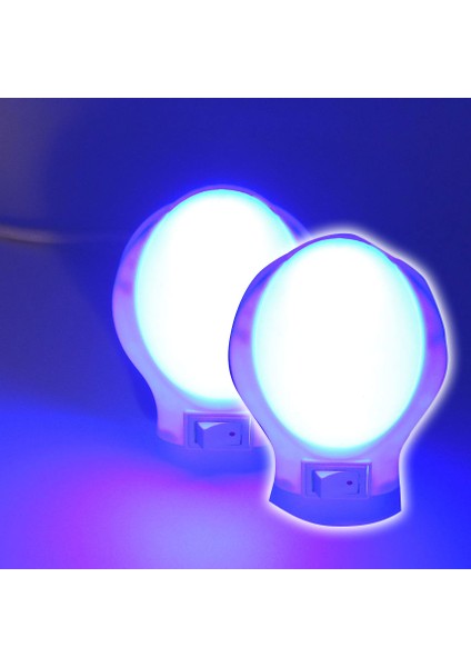 Ufo LED Gece Lambası 0,5W Tasarruflu Işıklı Fişli Düğmeli 2 Adet