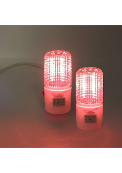 Kısa LED Gece Lambası 0,5W Tasarruflu Işıklı Fişli Düğmeli 2'li