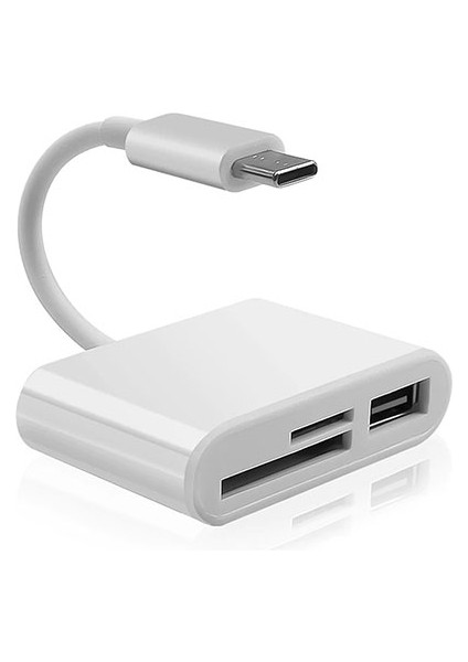 HY-XO50 Beyaz Typec To Usb2.0 + Sd + Tf Çevirici Adaptör