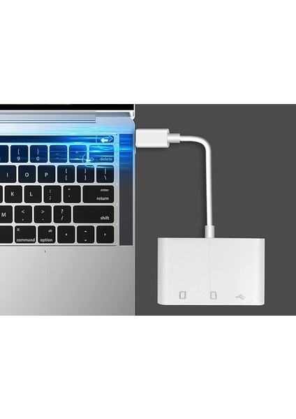 HY-XO50 Beyaz Typec To Usb2.0 + Sd + Tf Çevirici Adaptör