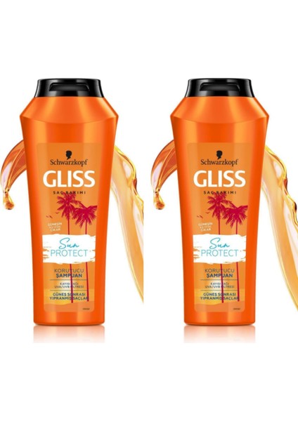 Gliss Saç Bakımı Şampuanı Sun Protect Güneş Sonrası Yıpranmış Saçlar 500ML 2li