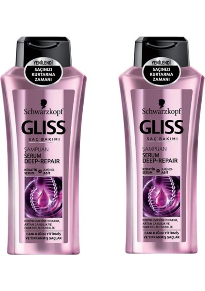 Gliss Saç Bakımı Şampuanı Serum Deep Repair Keratin Serum + Amino Asit 360ML 2li