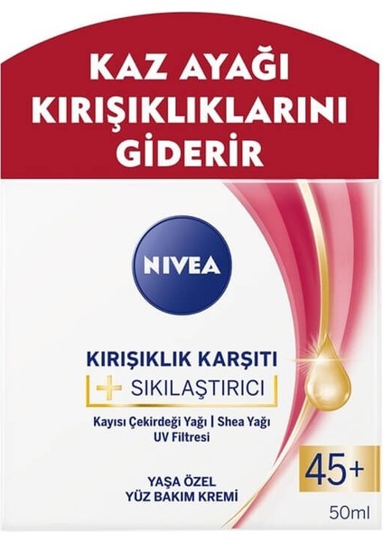 45+ Yaşa Özel Yüz Bakım Kremi Kırışık Karşıtı