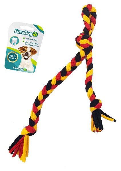 Düğümlü Diş Ipi Siyah Sarı Kırmızı 42 cm