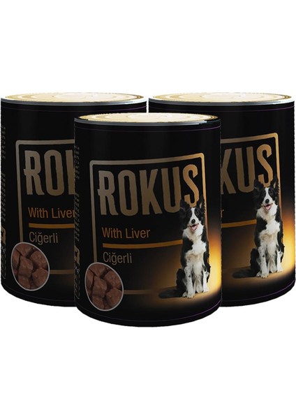 melekstore Rokus Ciğerli 410 gr Köpek Konserve Maması 3 Lü Ekomomik Paket