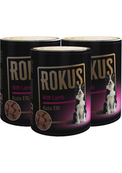 melekstore Rokus Kuzu Etli 410 gr Köpek Konserve Maması 3 Lü Ekomomik Paket