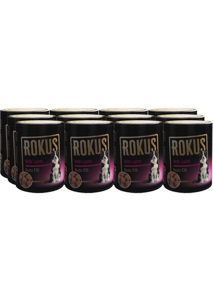 melekstore Rokus Kuzu Etli 410 gr Köpek Konserve Maması 12 Li Ekomomik Paket