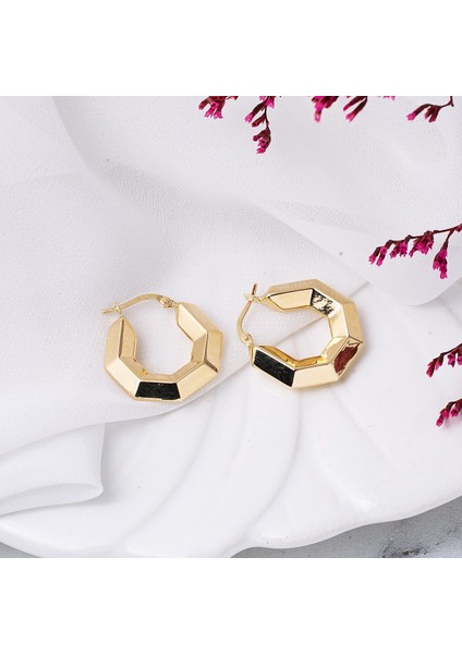 Retro Bomb Altıgen Large Altın Küpe modelleri