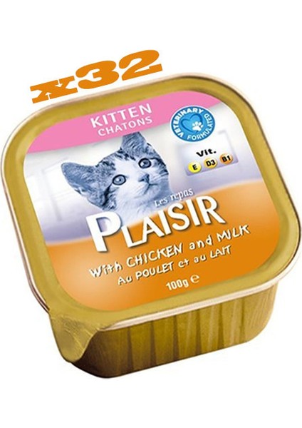 Pate 100GR Tavuk Etli ve Sütlü Kitten Plaisir Yaş Yavru Kedi