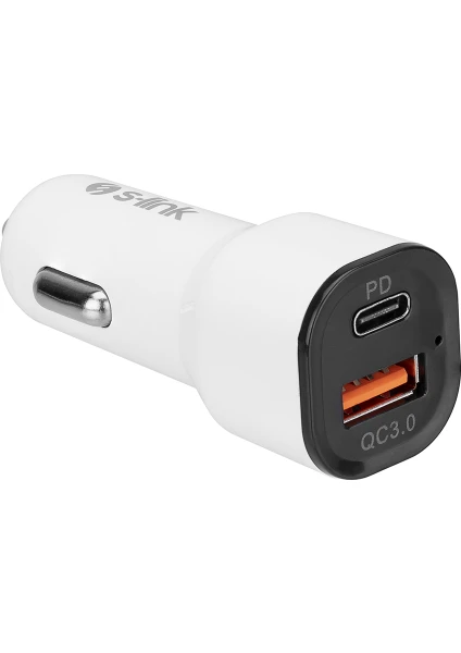 SL-EC35PD 3.4A iPhone Uyumlu Lightning Hızlı Şarj 18W + USB Qc3.0  Apple iPhone Uyumlu Araç Şarj Cihazı