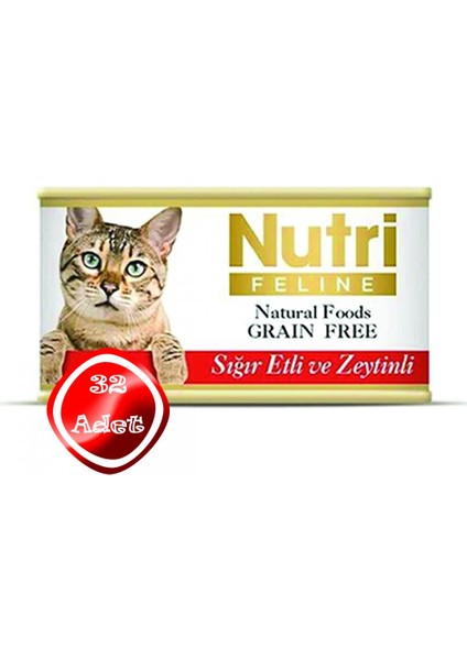 Nutri Feline Tahılsız 85GR Sığır Etli&zeytinli Adult Nutri Feline Yaş Kedi Maması