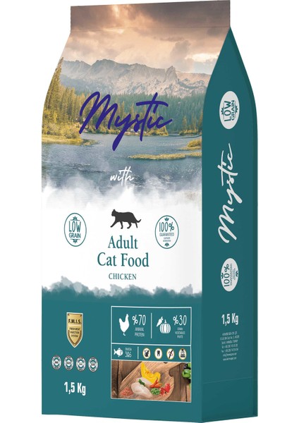 Mystic Az Tahıl Yetiş. Kedi Maması Tavuklu 1,5 kg