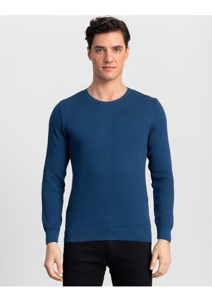 Tudors Bisiklet Yaka Mavi Desenli Erkek Kazak fiyatları