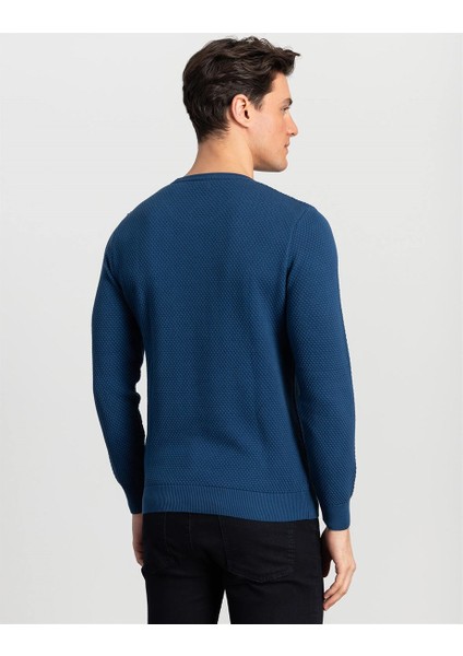 Tudors Bisiklet Yaka Mavi Desenli Erkek Kazak modelleri