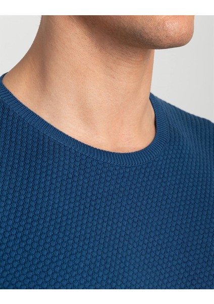 Tudors Bisiklet Yaka Mavi Desenli Erkek Kazak fırsatları