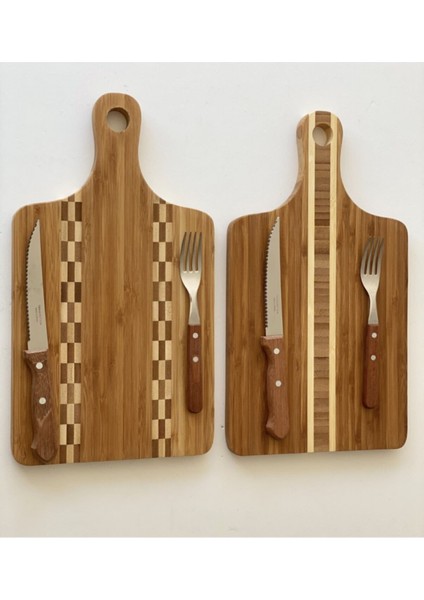 Ekonomik 6 Parça 2 Kişilik Bambu Büyük (Steak) Et Sunum Set.