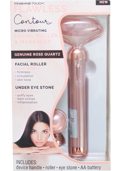 Als Flawless Titreşimli Yüz Masaj Aleti, Rose Quartz Çift Başlıklı