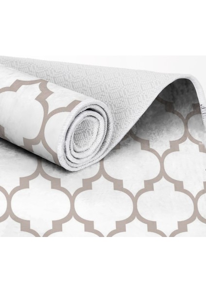 Inci Dijital Saçaksız Yıkanabilir Kaymaz Taban Halı 2025 Beyaz-Krem indirimleri