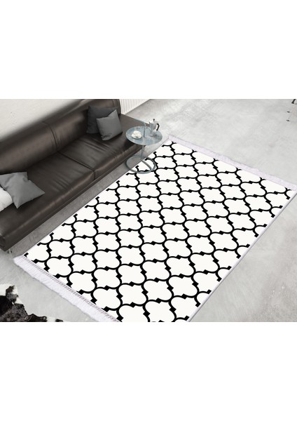 Inci Dijital Saçaklı Yıkanabilir Kaymaz Taban Halı 1913 Desen 4