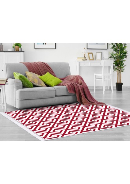 Inci Dijital Saçaklı Yıkanabilir Kaymaz Taban Halı 1881 Desen 1