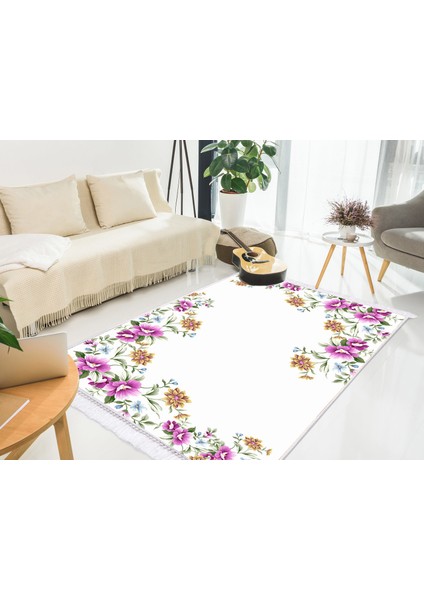 Inci Dijital Saçaklı Yıkanabilir Kaymaz Taban Halı 1917 Desen 1