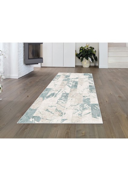 Inci Dijital Saçaksız Yıkanabilir Kaymaz Taban Halı 2087 Mavi