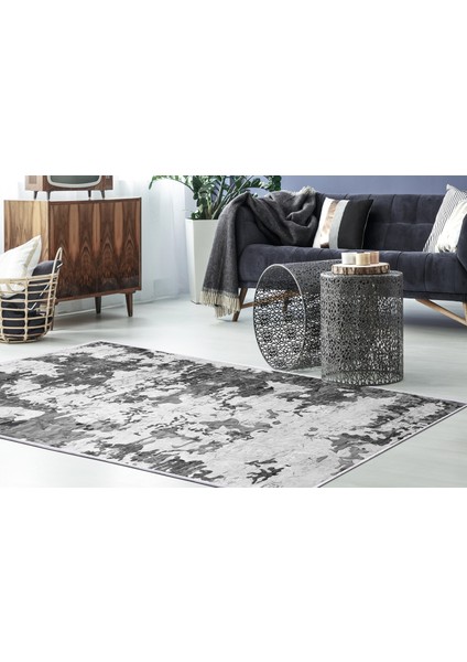 Inci Saçaksız Yıkanabilir Kaymaz Taban Halı 7003 Gri
