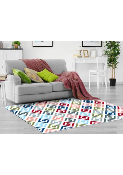 Inci Dijital Saçaksız Yıkanabilir Kaymaz Taban Halı 1891 Renkli