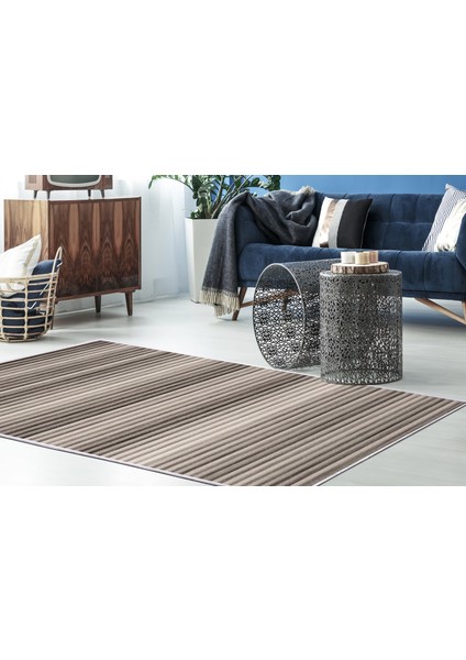 Inci Saçaksız Yıkanabilir Kaymaz Taban Halı 2121 Kahverengi