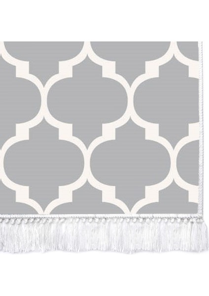 Inci Dijital Saçaklı Yıkanabilir Kaymaz Taban Halı 2025 Gri-Beyaz fırsatları