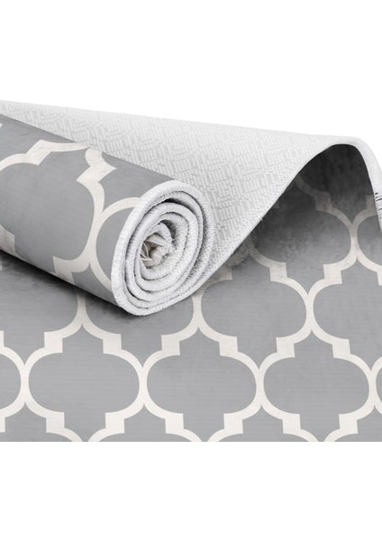 Inci Dijital Saçaklı Yıkanabilir Kaymaz Taban Halı 2025 Gri-Beyaz indirimleri