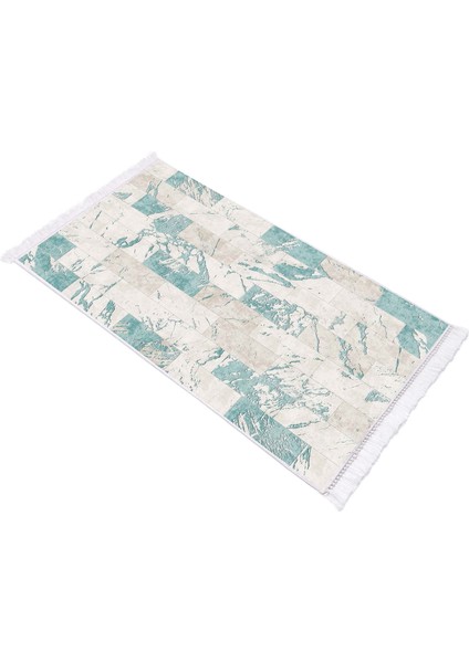 Inci Dijital Saçaklı Yıkanabilir Kaymaz Taban Halı 2087 Mavi modelleri