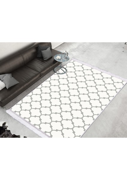 Inci Dijital Saçaklı Yıkanabilir Kaymaz Taban Halı 1913 Desen 1